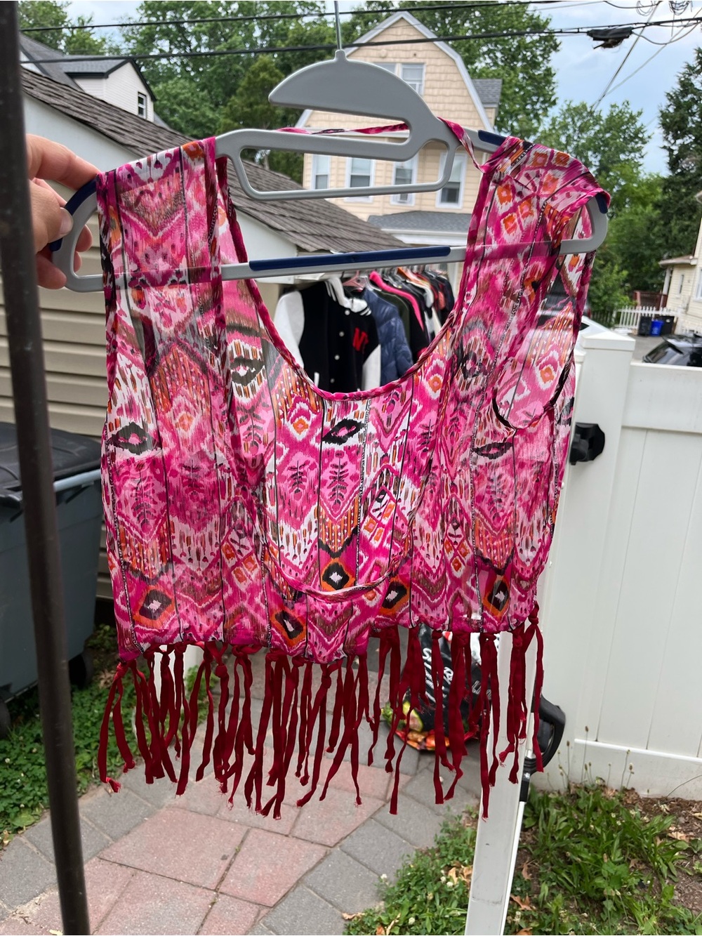 MAGS & PYE  Boho Fringe Crop Top size small